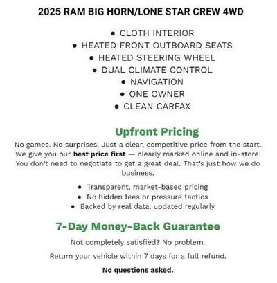 2025 RAM 1500 Big Horn Crew Cab 4x4 5'7" Box